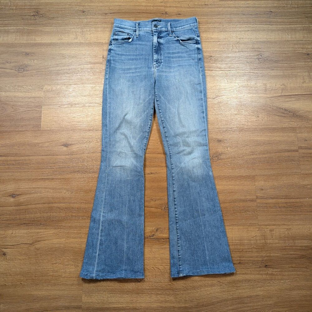 Mother Womens High Waisted Weekender Skimp Jeans Women 29 Blue Light Wash Flare